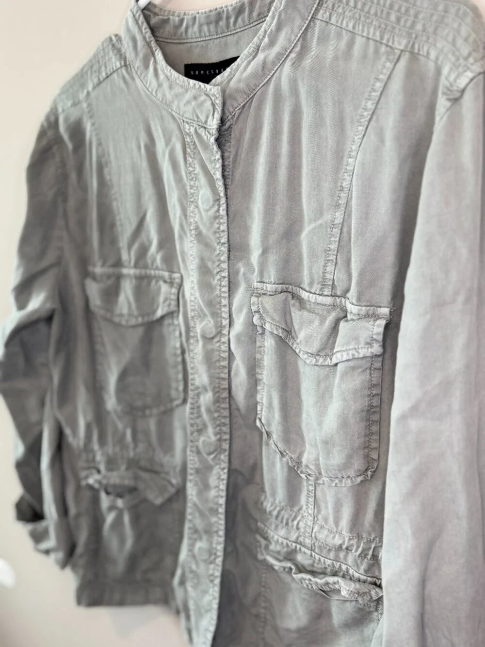 Women’s Sancutary Utility Lightweight Button-Up Shacket Jacket Green XL - Picture 3 of 8